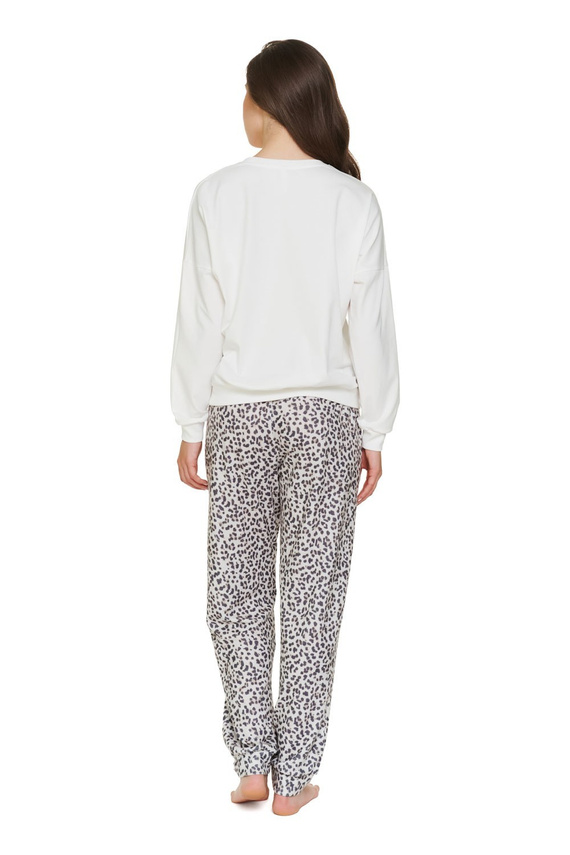 Doctor Nap 7532 Cream Leo Pigiama donna in maglia lavorata a maglia lunga leo