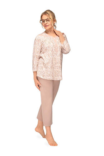 Pigiama Lucyna II 271 Martel cotone foglie manica 3/4 7/8