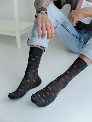 Calzini da uomo in cotone Milena 0125-132 grafite - eleganti, traspiranti, dalla vestibilità perfetta, di grande comfort per tutti i giorni