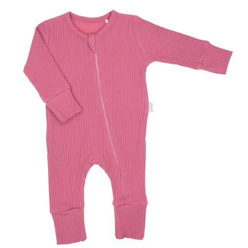 216032 Pigiamino Lala Nicol - cotone a coste, senza piedini, zip in sbieco