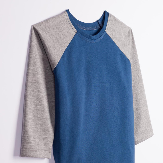 228139 Nicol FARMA Maglietta raglan bambino azzurro grigio mélange cotone