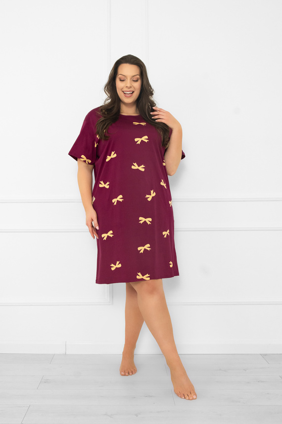 Kwadro Camicia da notte da donna Moda italiana - cotone, manica corta, con fiocchi