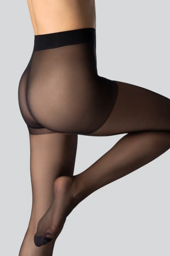 Mona Viola collant da donna 20 DEN classici lucidi con punta rinforzata nero