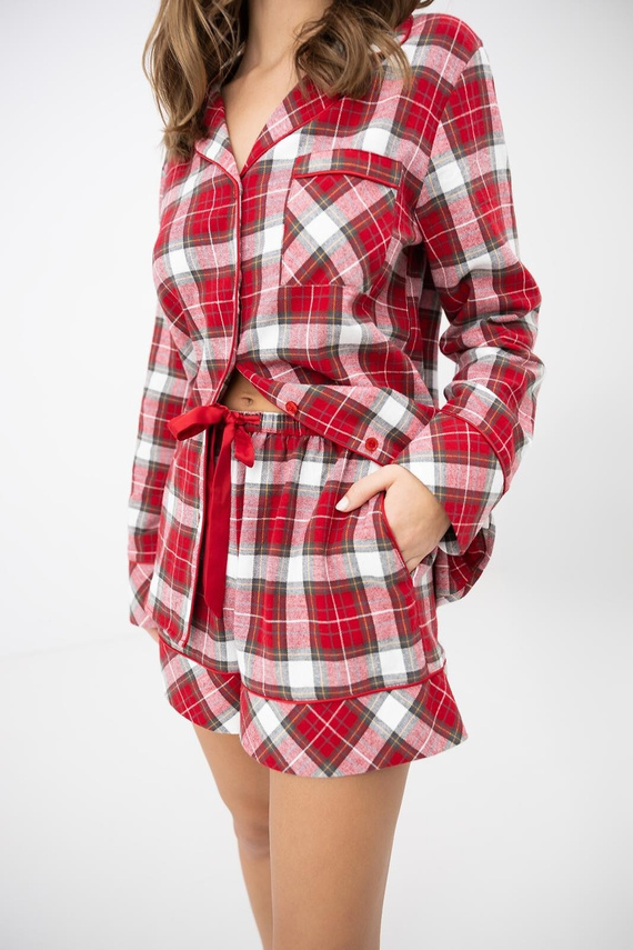 Pigiama Alivia Sensis - pigiama da donna in cotone con camicia a quadri e pantaloni lunghi