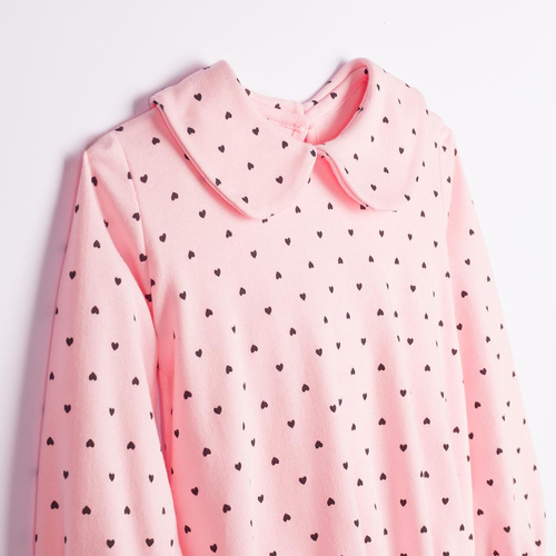 Blusa bambina Nicol Tosia 225138 cotone rosa con cuoricini a pallina