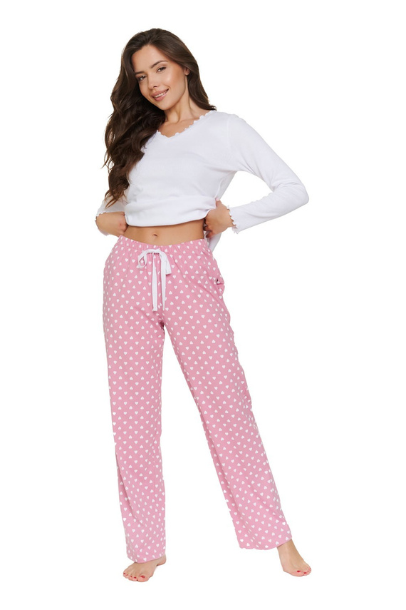 Pigiama donna Doctor Nap 7563 Hearts 100% cotone, lunga con tasche