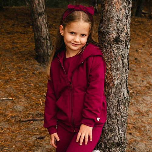 Simply Comfy Felpa per bambini Eevi maroon - cotone, con zip e cappuccio