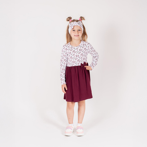 217166 Abito Alisa Nicol - cotone, manica lunga, fantasia floreale, fiocco