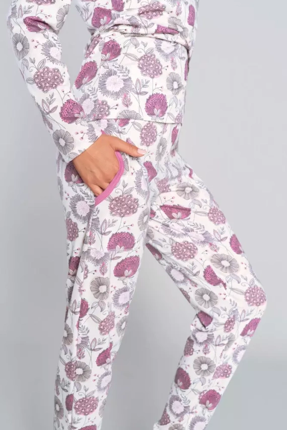 Pigiama da donna a maniche lunghe, pantaloni Lobelia Italian Fashion -