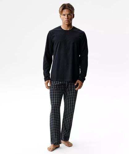 NMP-393 Blu Atlantico - pantaloni da pigiama da uomo in flanella di cotone