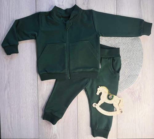 Tuta Mamatti da bambino DR09 Merry Christmas - verde bottiglia, top e pantaloni con zip e tasche