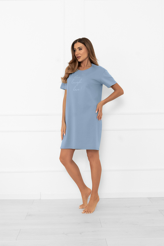 Camicia da notte da donna Ksara - manica corta, cotone Italian Fashion - acciaio