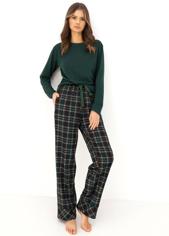 Sensis Josie pigiama donna 100% cotone verde pantaloni a quadri