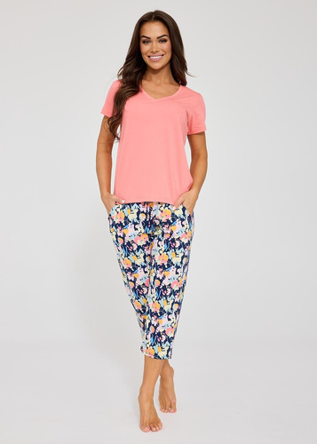 Pigiama da donna Cornette Violetta 875/338 - cotone, manica corta, pantaloni 7/8