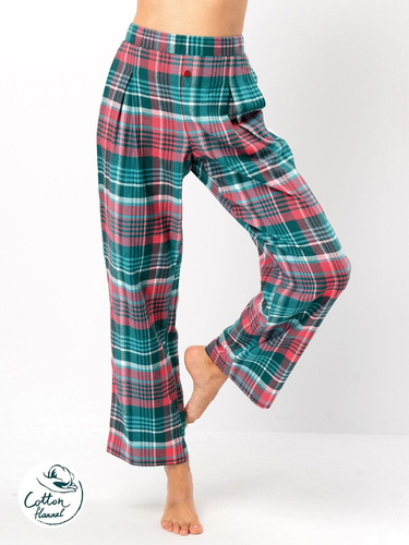 Pantaloni pigiama da donna LHE 419 Key green - flanella di cotone a quadri