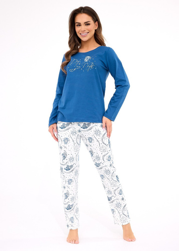 Pigiama da donna 655/442 Day&Night - cotone, manica lunga, comodo e alla moda, blu