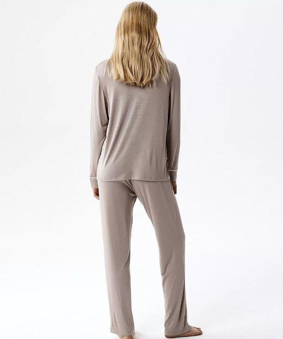 Pigiama donna Atlantic NLP-495 in modal con colletto e pantaloni lunghi