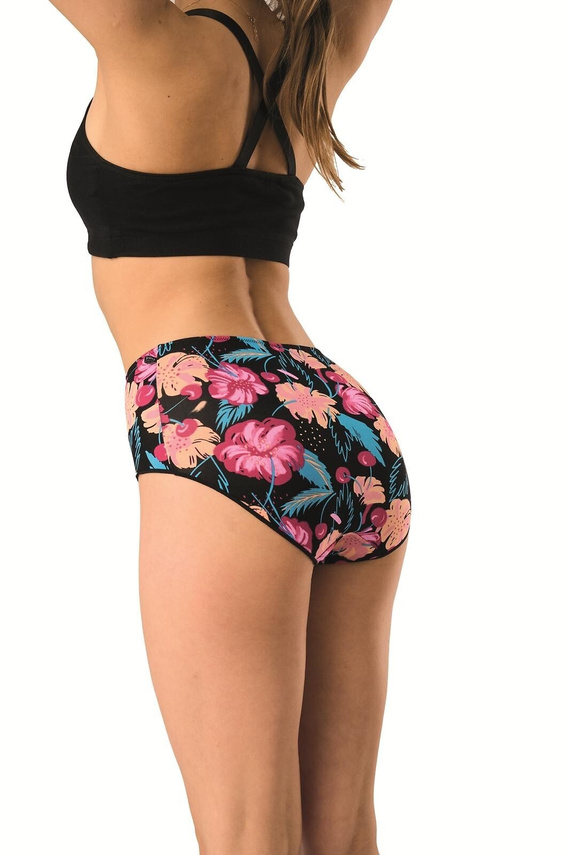 Slip donna bambù maxi bikini Key LPF 516 nero-fucsia morbidi