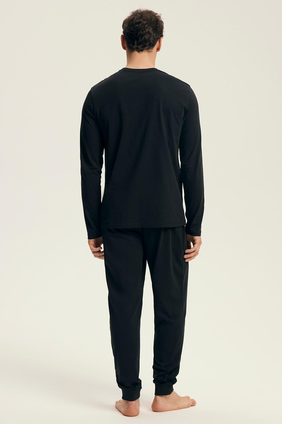 Henderson Core 43469 Pigiama da uomo Loger nero, cotone, manica lunga, confezione elegante