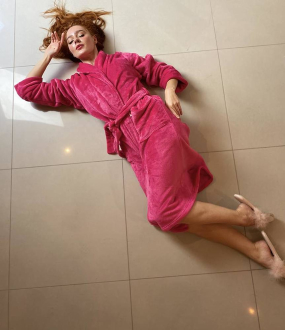 628 Accappatoio da donna Abigail Long Forex - lampone