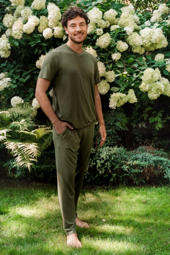 Dallas Pigiama uomo manica corta, pantalone lungo Moda italiana - kaki