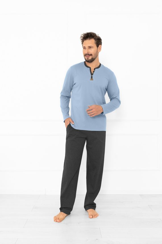 Pigiama uomo Julius Moda italiana in acciaio - cotone, camicia con bottoni