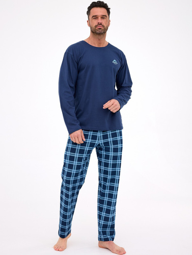 124/314 North Pigiama Cornette uomo blu navy - cotone, manica lunga