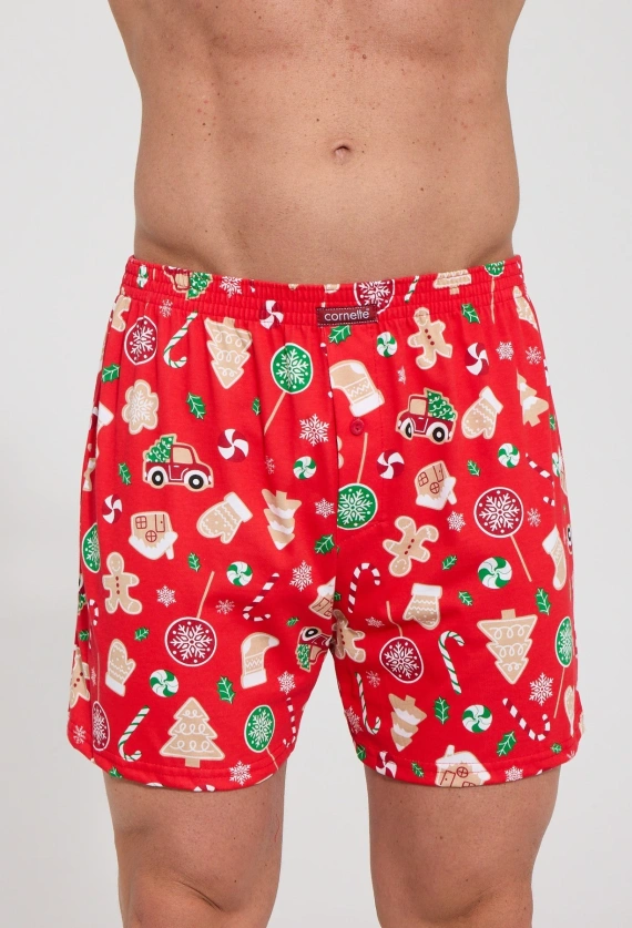 Boxer da uomo Cornette Candy 3 Christmas 016/28 in cotone, modello largo, tema natalizio