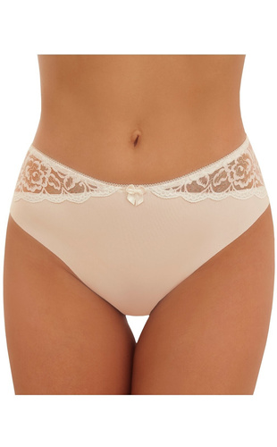 Slip da donna Inga Emili beige in microfibra laser cut con rete ricamata