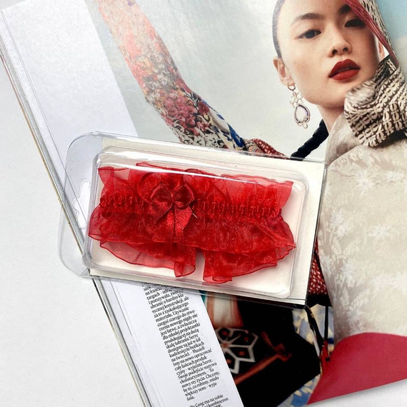 221 De Lafense giarrettiera in chiffon - rosso