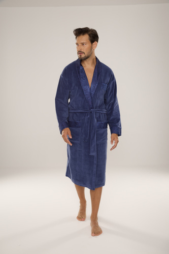 868 Nobile accappatoio da uomo in velluto De Lafense - elegante, morbido, pregiato, denim