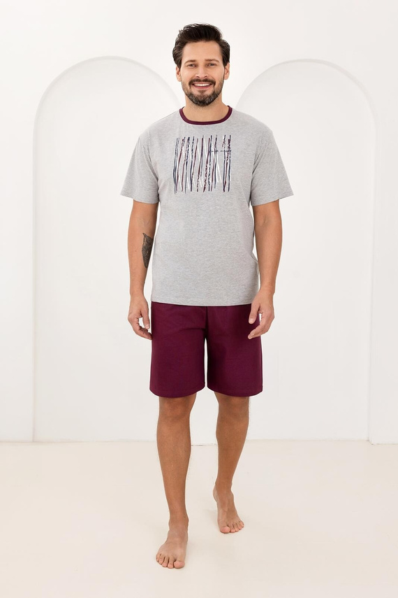 Pigiama da uomo 500 Regina grigio - 100% cotone, manica corta + pantaloncini, leggero e confortevole per l'estate