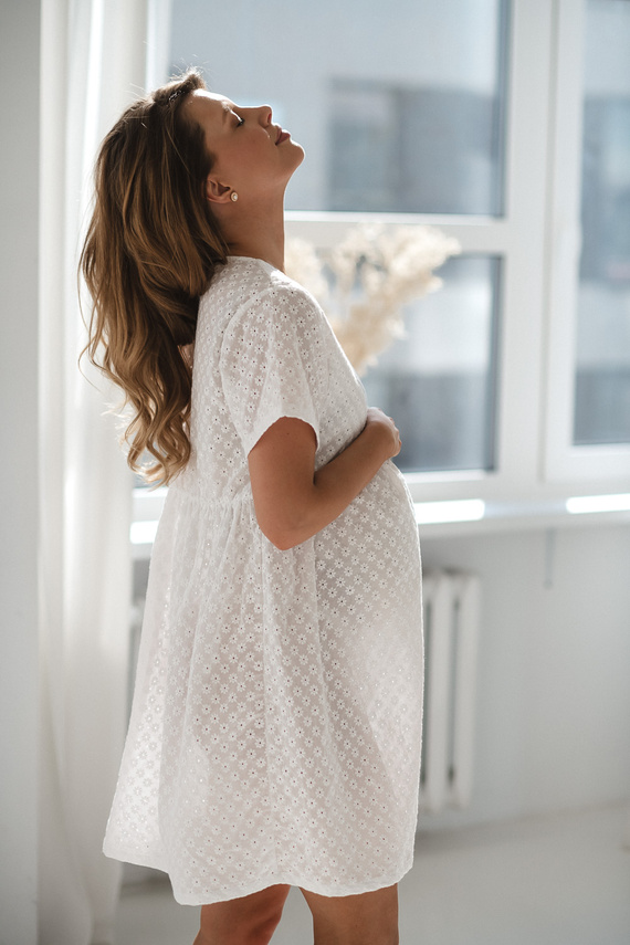 Camicia da notte gravidanza e allattamento Flower Power Milk & Love white 