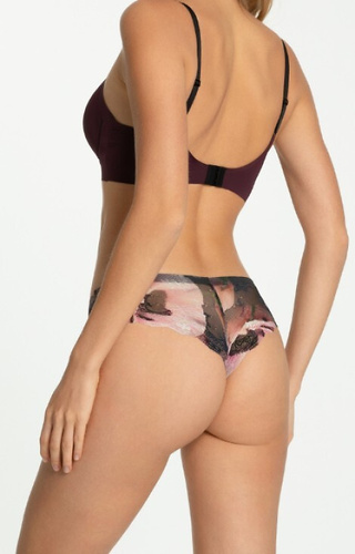 Julimex Velvet Bloom Tanga Brasil, slip bikini con motivo floreale