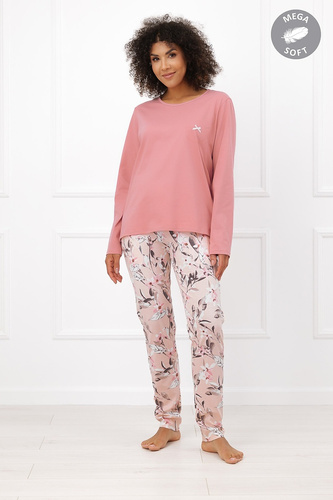 Italian Fashion Kafelia Pigiama donna Mega Soft lunga con fiori e fiocco