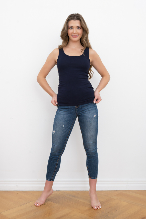 Camicia a spalla larga Ibiza Donna Moda Italiana - blu navy