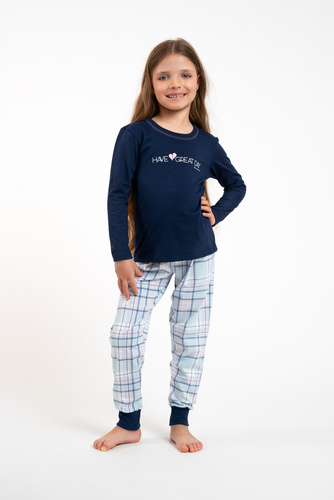 Pigiama da bambina Glamour Italian Fashion - blu navy/stampa