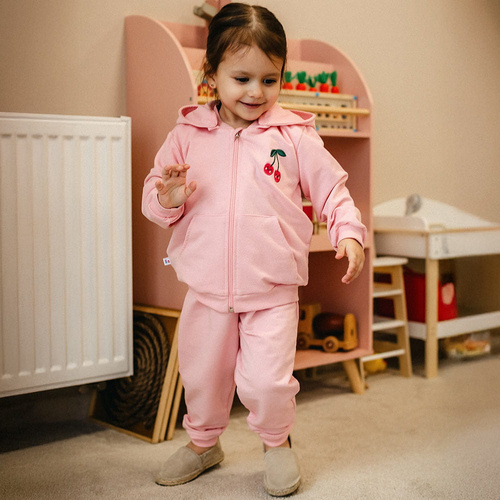 Tuta bambina Eevi Cherry rosa cotone set felpa pantaloni