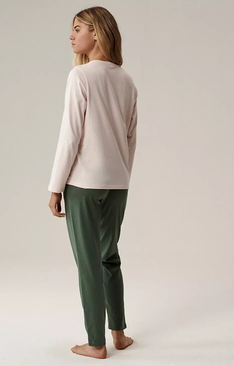 NLP-498 Atlantic rosa-verde - pigiama donna in cotone, manica lunga e pantaloni