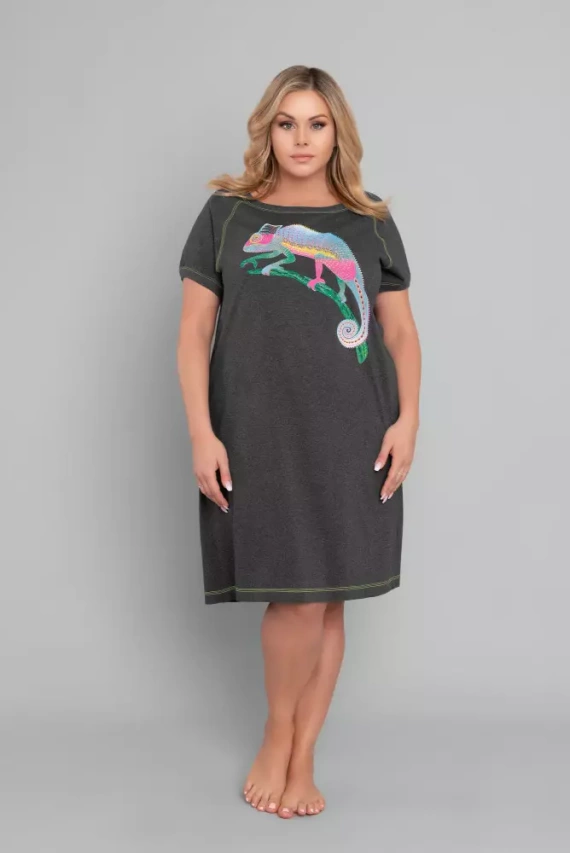 Camicia da notte Volta a maniche corte Moda italiana - melange scuro/verde