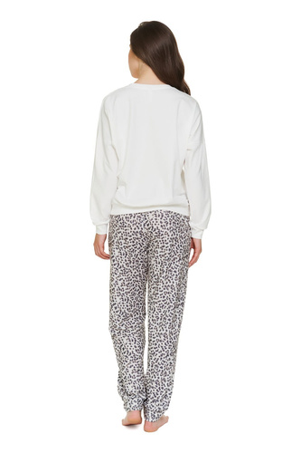 Doctor Nap 7532 Cream Leo Pigiama donna in maglia lavorata a maglia lunga leo