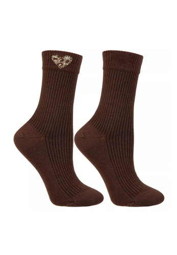 Calzini da donna Moraj CSL250-941 in cotone a coste con cuore leopardato