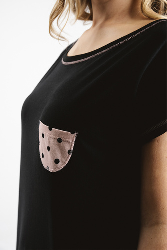 Buscato Pigiama da donna a maniche corte, pantaloncini Moda Italiana- stampa/nero