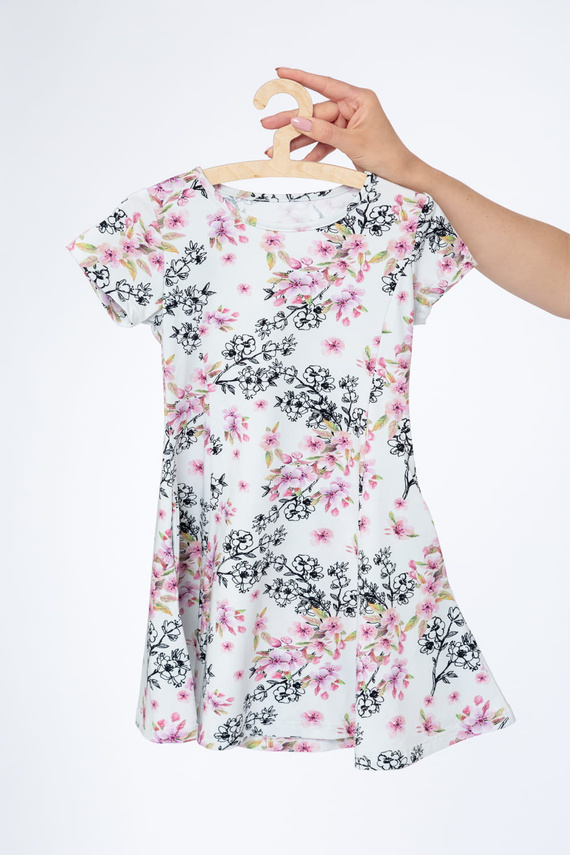 Vestito bambini Córka Milk & Love fiori chiari svasato