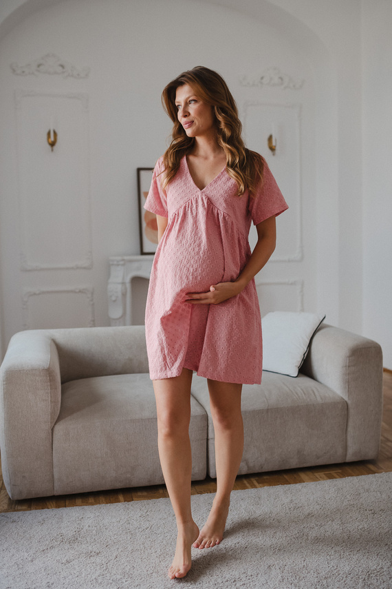 Flower Power Milk & Love Camicia da Notte Premaman e per Allattamento Boho Rosa Antico