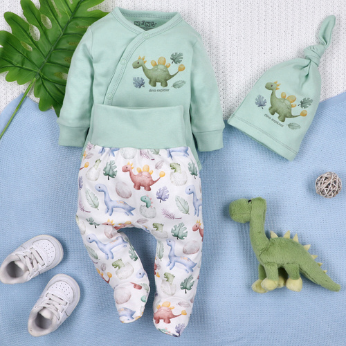ABN-5563 Dino Explorer Nini busta corpo menta | cotone organico per neonato