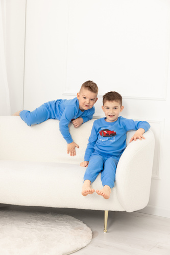 Pigiama bambino Gordo - cotone, maniche lunghe e pantaloni con coulisse Italian Fashion - blu