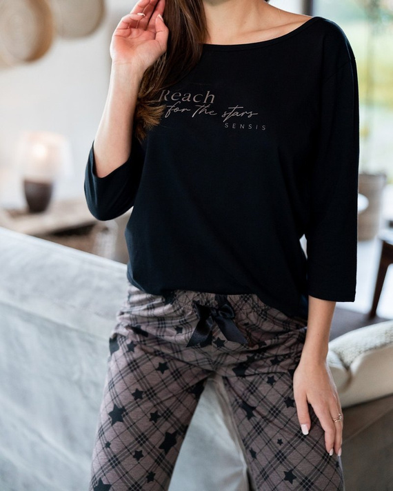 Sensis Reach For The Stars Pigiama da donna - nero-marrone