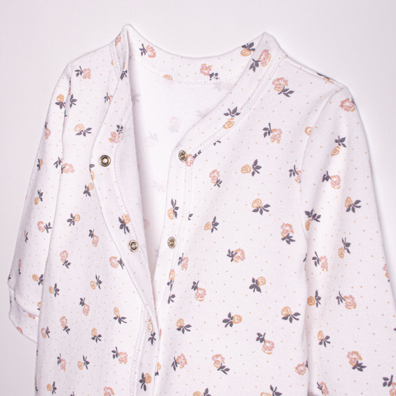 220032 Pagliaccetto neonato Nicol 100% cotone manica lunga con delicata stampa floreale