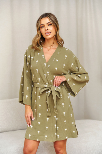Accappatoio donna Doctor Nap 7418 mussola cotone – kimono oliva